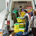 Vendors packing away their goods